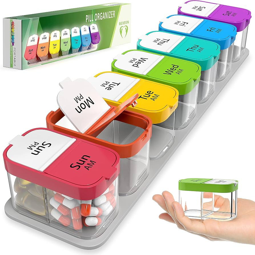 Extra Large Weekly Pill Organizer - XL Daily Pill Box - 7 Day Am Pm Jumbo Pill Case/Container for... | Amazon (US)