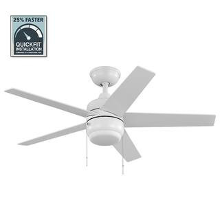 Mena 44 in. LED Indoor/Outdoor Matte White Ceiling Fan with Light Kit and Reversible Blades Included | The Home Depot