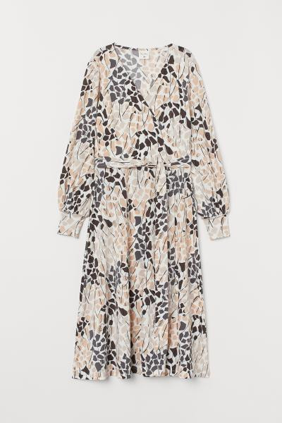 Wickelkleid aus Crêpe - Cremefarben/Gemustert - Ladies | H&M DE | H&M (DE, AT, CH, NL, FI)