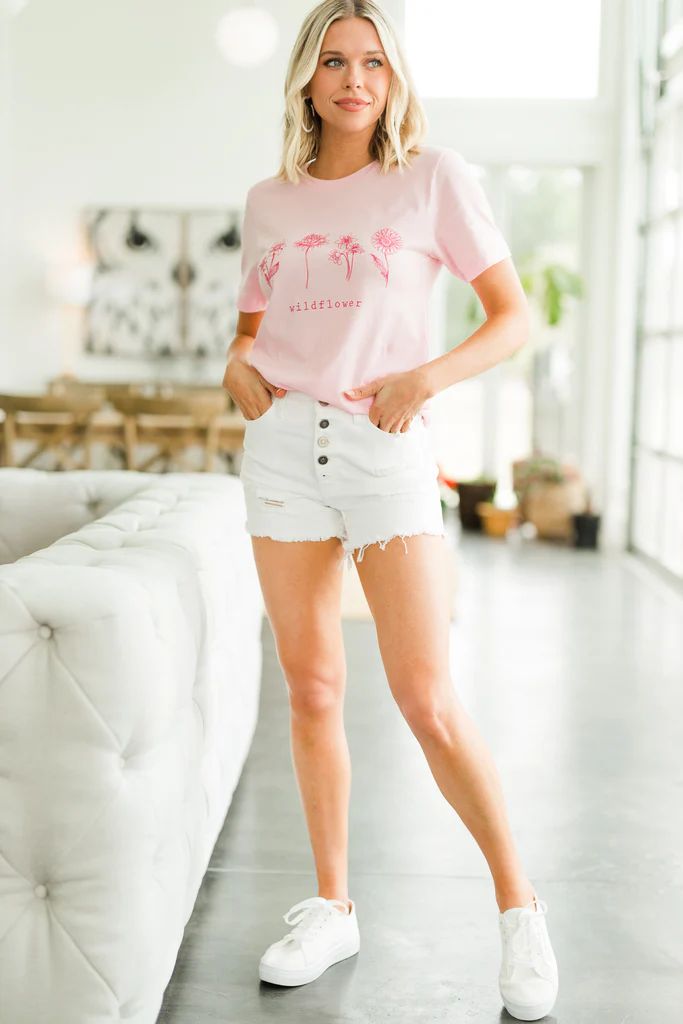 She's A Wildflower Light Pink Graphic Tee | The Mint Julep Boutique