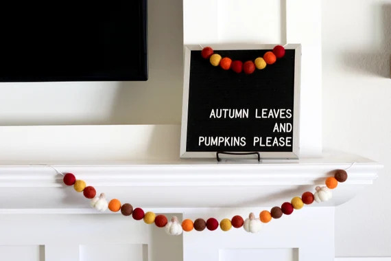 Fall Garland, Pumpkin Garland, Autumn Felt Ball Garland, Halloween Garland, Thanksgiving Garland,... | Etsy (US)