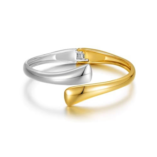 Elegance 11 designs Gold And Silver Two Tone Chunky Bangle Bracelets For Women Trendy Hinged Cuff Open Wide Gold Cuff Bracelet Minimalist Statement Jewelry Gift | Amazon (US)