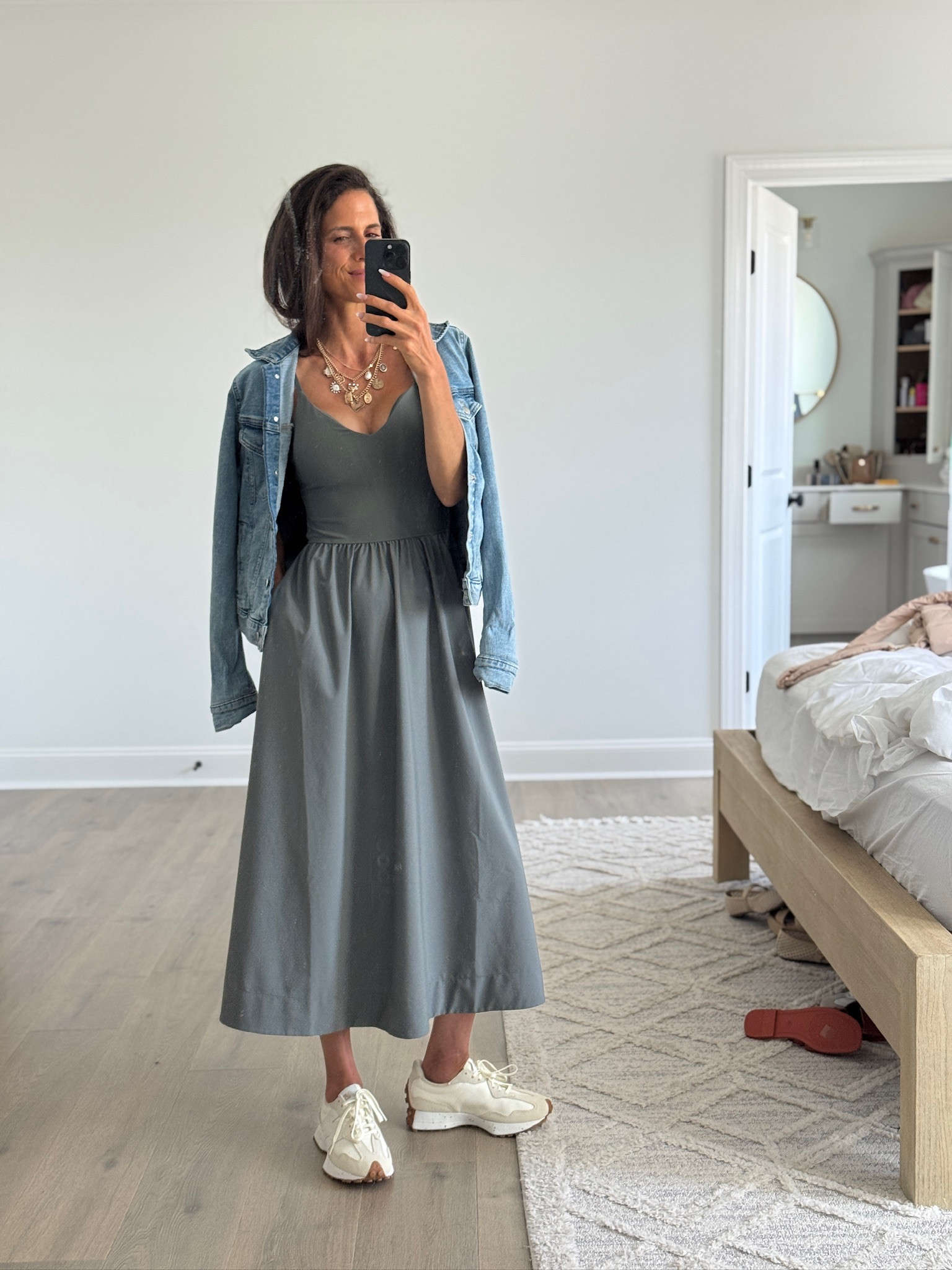 This is the kind of outfit that makes sneakers with dresses make sense. Love pairing a flowy midi dress with comfy sneakers and a denim jacket for an easy everyday look that still feels put together. Perfect for errands, travel days, casual dinners, or busy mom life.

#everydaystyle #midsizedfashion #casualoutfit #sneakersanddress #momstyle #summeroutfitideas #capsulewardrobe #denimjacketstyle #neutralfashion #comfystyle #effortlessoutfit #amazonfashionfinds #targetstyle #everydayfashion #summerstyle

#LTKSeasonal #LTKmomlife #LTKootd