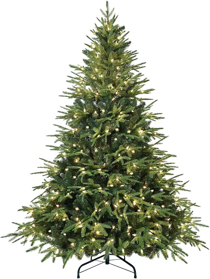 Prelit Artificial Full Christmas Tree 6.5FT with 2356 PE PVC Tips, Premium Pre-Lit Holiday Xmas T... | Amazon (US)
