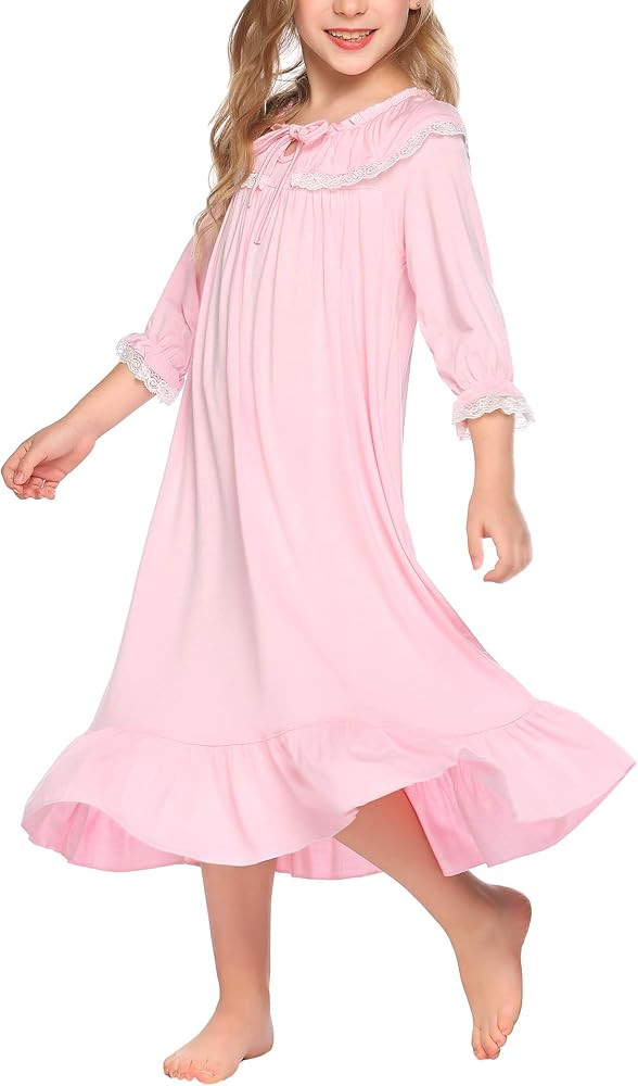 Ekouaer Girl's Soft Princess Nightgowns Sleep Shirt | Amazon (US)