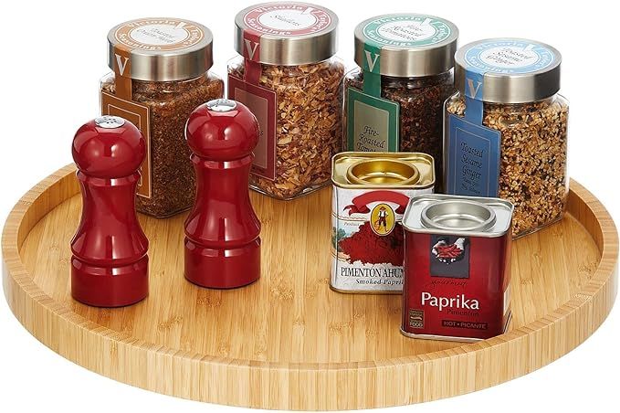 mDesign Lazy Susan Turntable Bamboo Spinner for Kitchen Cabinet, Pantry, Fridge, Cupboards, or Co... | Amazon (US)