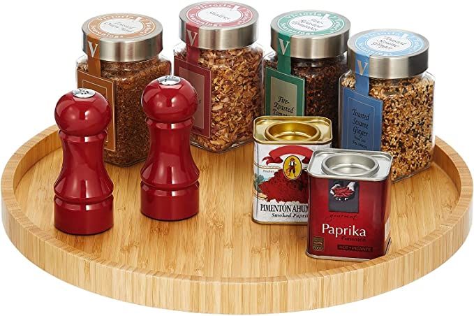 mDesign Lazy Susan Turntable Bamboo Spinner for Kitchen Cabinet, Pantry, Fridge, Cupboards, or Co... | Amazon (US)