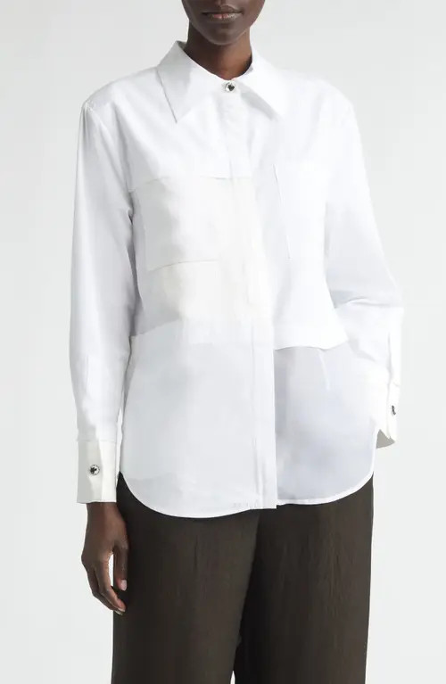 Jason Wu Collection Collage Zip-Up Shirt in White at Nordstrom, Size 8 | Nordstrom