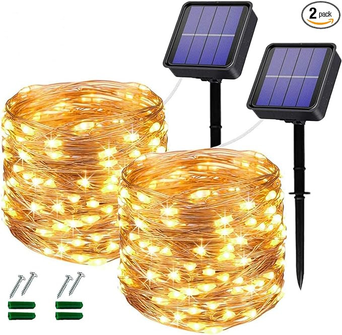Solar Fairy Lights Outdoor,2 Pack Total 240LED Solar Lights Outdoor Waterproof 24M/80Ft 8 Modes O... | Amazon (US)