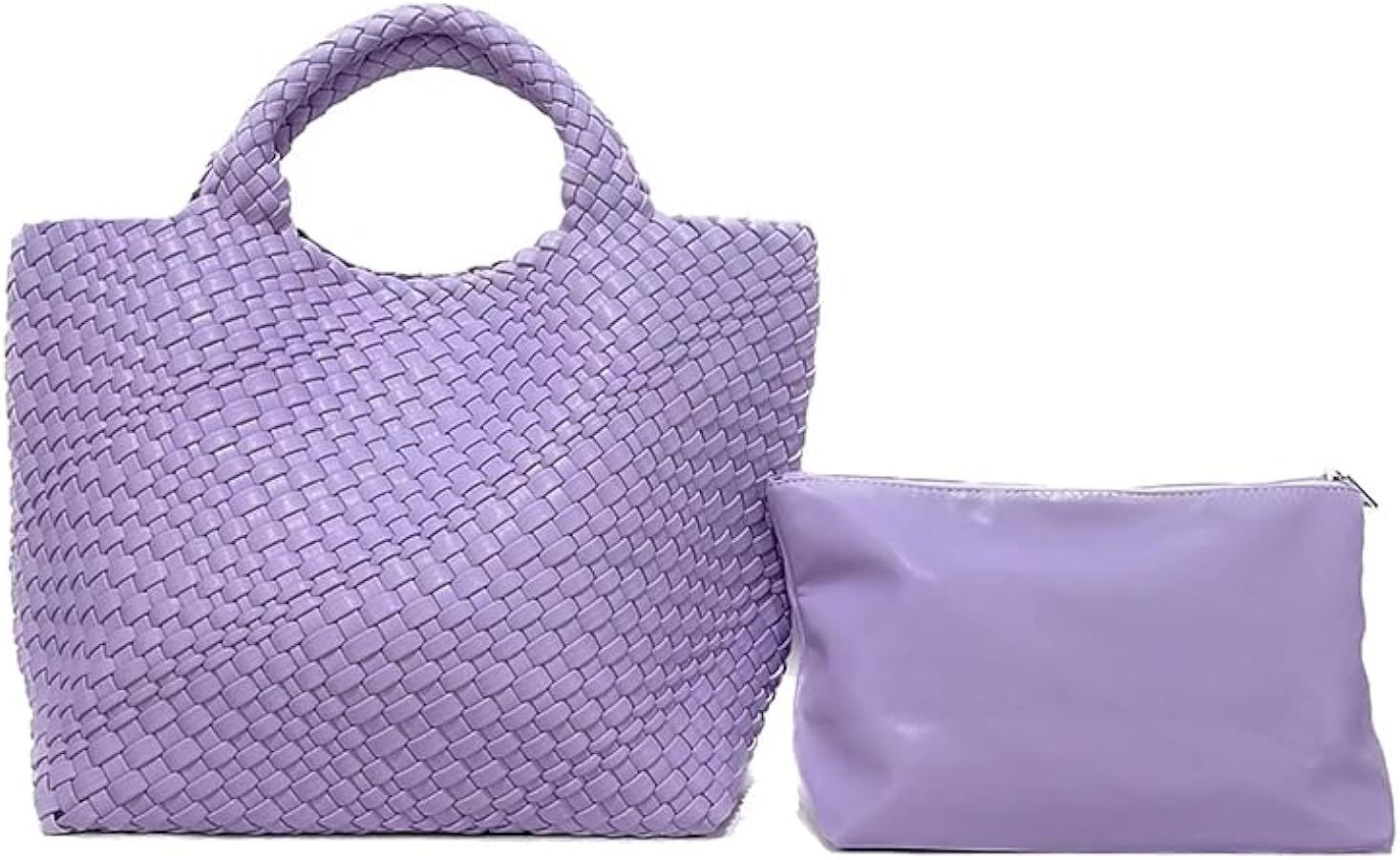 Woven Bag for Women,Vegan Leather Tote Bag with Purse,Beach Travel Handbag,Daily Tote Bag | Amazon (US)