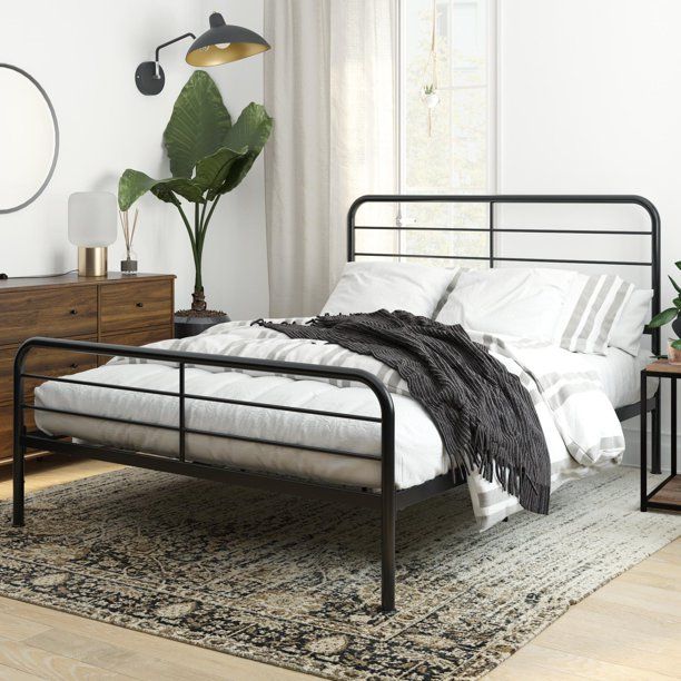 Queer Eye Millie Metal Bed with Headboard and Base, Queen Size Frame, Black | Walmart (US)