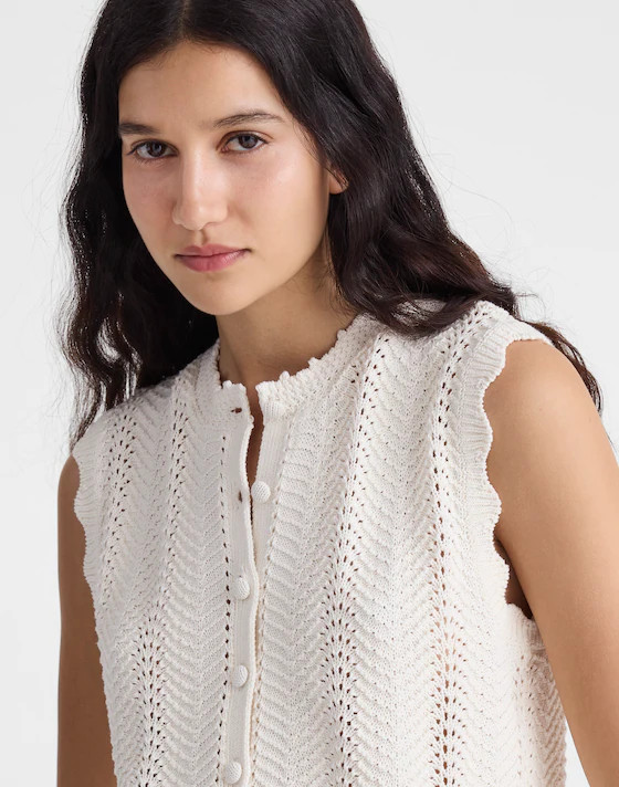 Wavy-Knit Button-Front Shell Top | Madewell