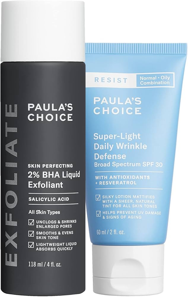 Paula's Choice 2% BHA Liquid Exfoliant & RESIST Super-Light Daily Wrinkle Defense SPF 30, Salicyl... | Amazon (US)