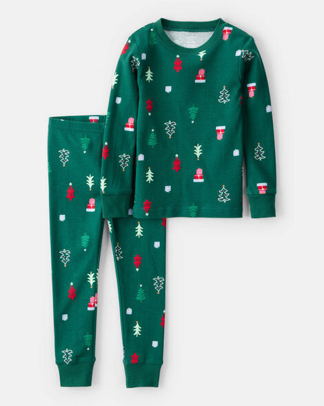 Baby Christmas Trees 100% Cotton Long-Sleeve Snug Fit 2-Piece Pajamas - Green | Carter's Inc