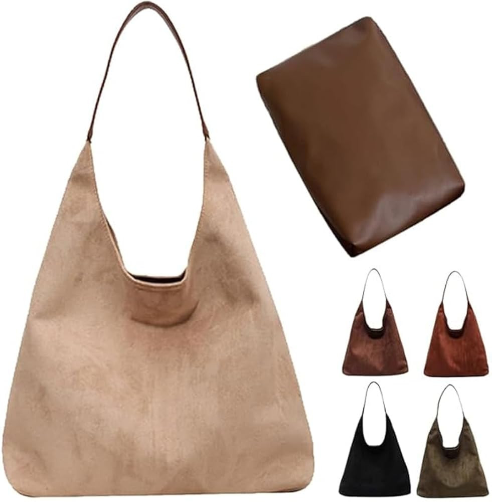 Suede Bags for Women Brown Suede Bag Suede Bag Retro Suede Slouchy Bag Suede Shoulder Bag Slouchy... | Amazon (US)