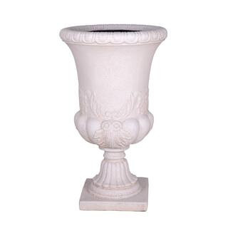 26.5 in. H. Light Aged White Cast Stone Sonnet Entrance Urn | The Home Depot