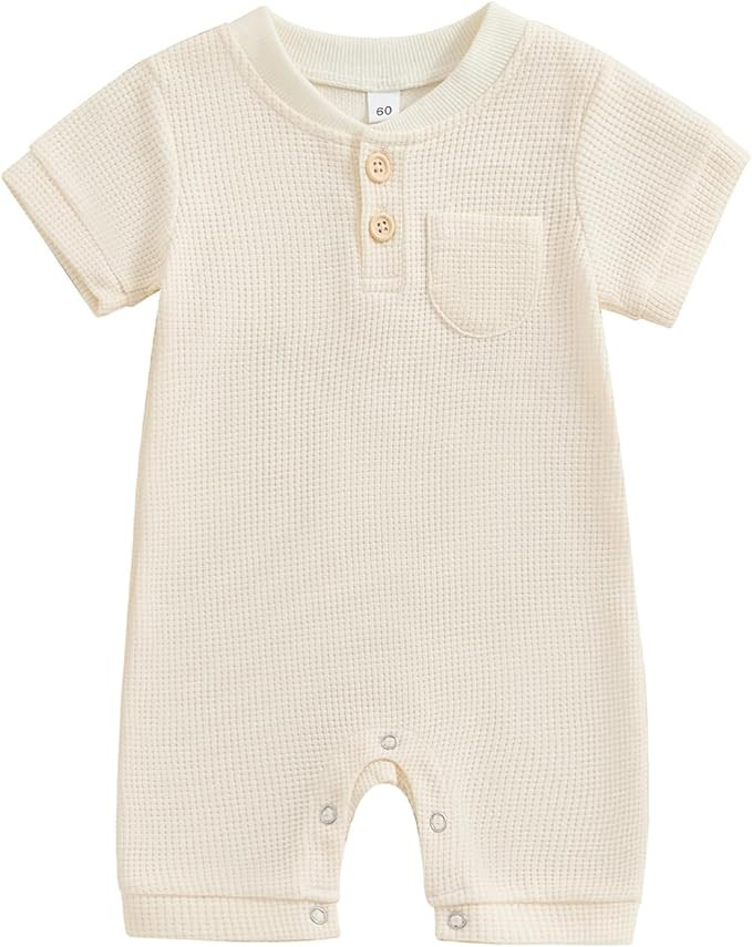 Kuriozud Newborn Infant Unisex Baby Boy Girl Clothes Button Romper Jumpsuit Basic One Piece Outfi... | Amazon (US)