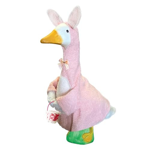 XAKNXGU Easter Bunny Porch Goose Outfits for 23 Inch Lawn Statue Patio Garden Decoration, Goose Clothes for Cement Goose, Porch Goose Easter Outfits (Pink Dress) | Amazon (US)