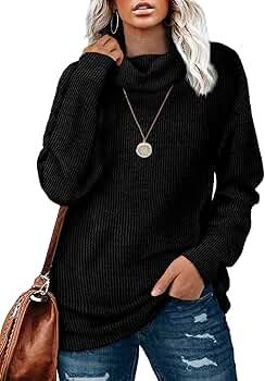 NSQTBA Womens Turtleneck Oversized Pullover Sweaters Loose Long Sleeve Tops | Amazon (US)