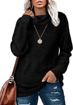 NSQTBA Womens Turtleneck Oversized Pullover Sweaters Loose Long Sleeve Tops | Amazon (US)