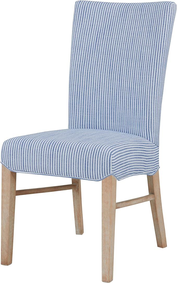 New Pacific Direct Milton Fabric Chair,Natural Solid Wood Legs,Blue Stripes,Set of 2 | Amazon (US)