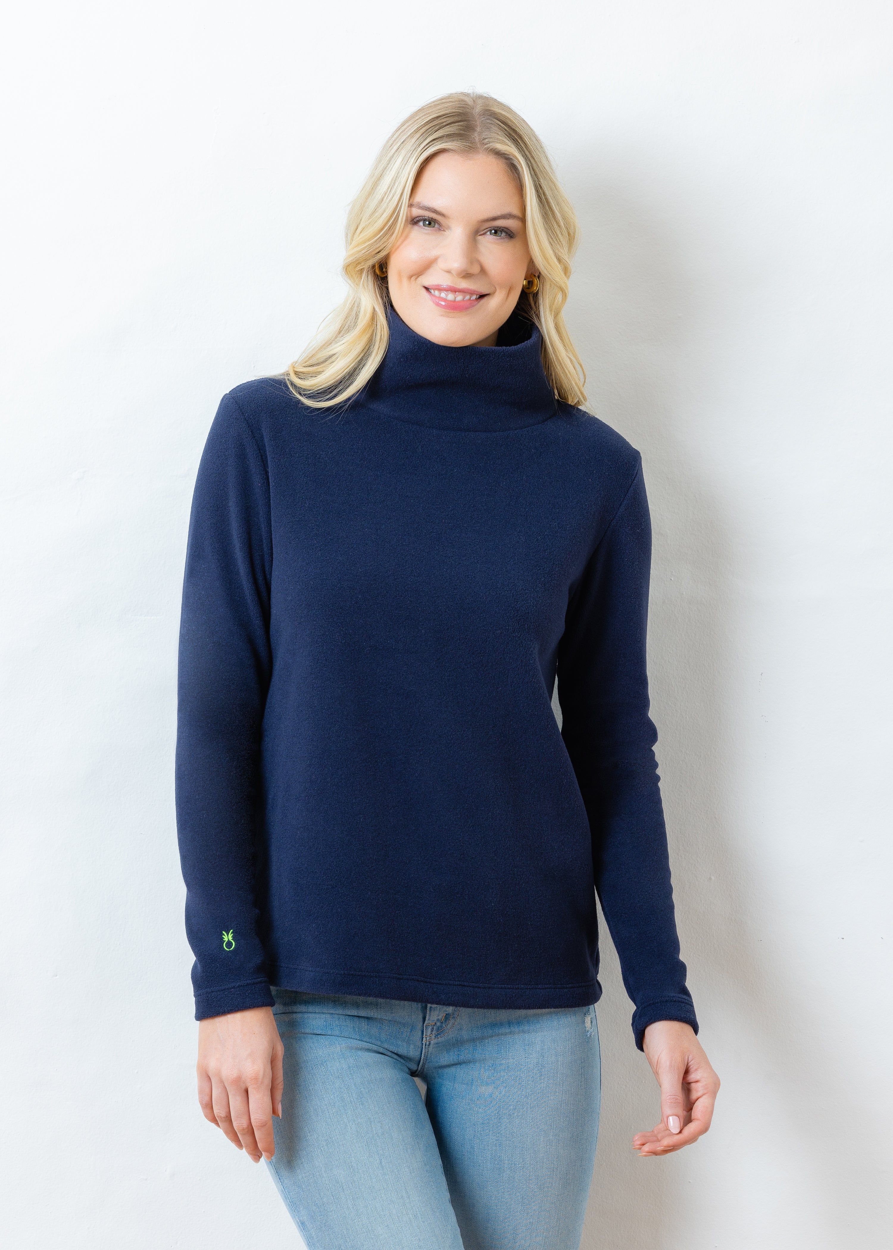 Greenpoint Turtleneck in Vello Fleece (Navy) | Dudley Stephens