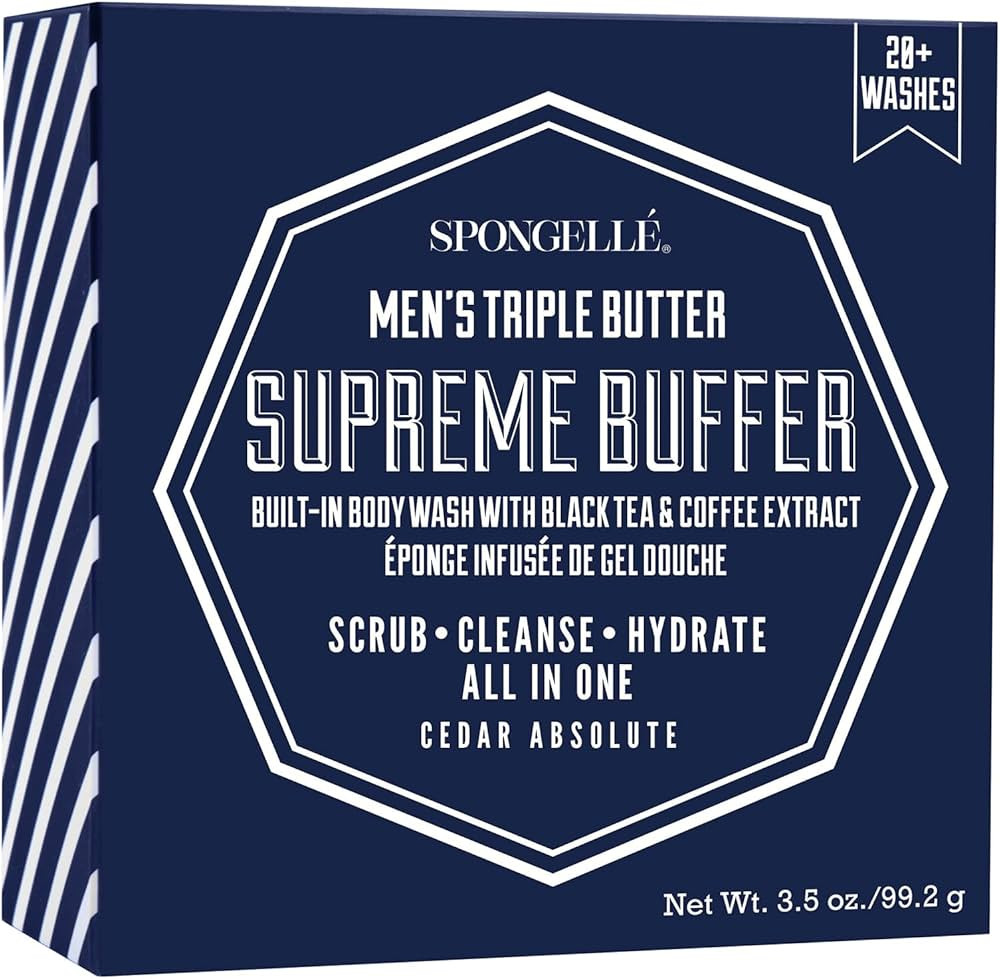 Spongellé Men's Triple Butter Supreme Body Wash Infused Buffer, Cedar Absolute | Amazon (US)