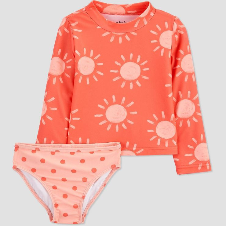Carter's Just One You® Toddler Girls' 2pc Sun Rash Guard Set - Orange | Target