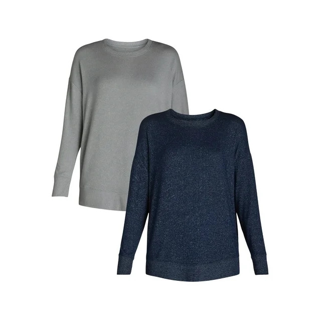 Time and Tru Women’s Hacci Knit Sweatshirt, 2-Pack, Sizes XS-XXXL | Walmart (US)