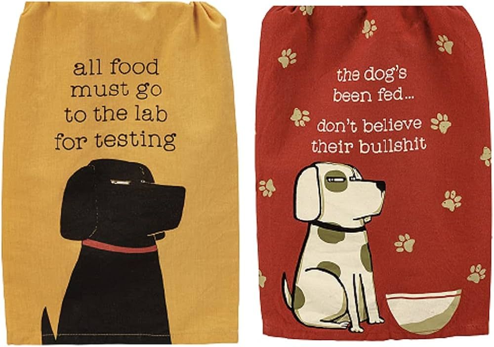PBK Primitives by Kathy Humorous Hungry Dog Kitchen Towel Bundle of 2, Food to The Lab and Dog's ... | Amazon (US)