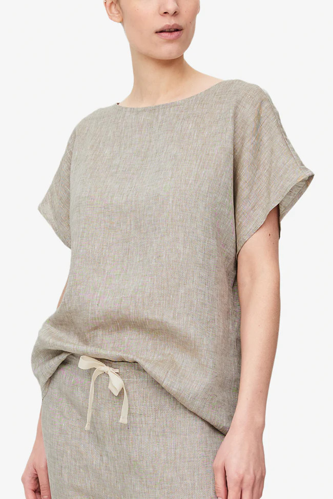 Woven T-Shirt Brown Linen | The Sleep Shirt