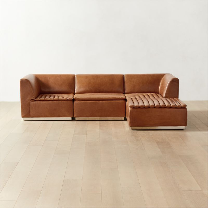 Salon Modern 4-Pc. Brown Leather Sectional Sofa | CB2 | CB2