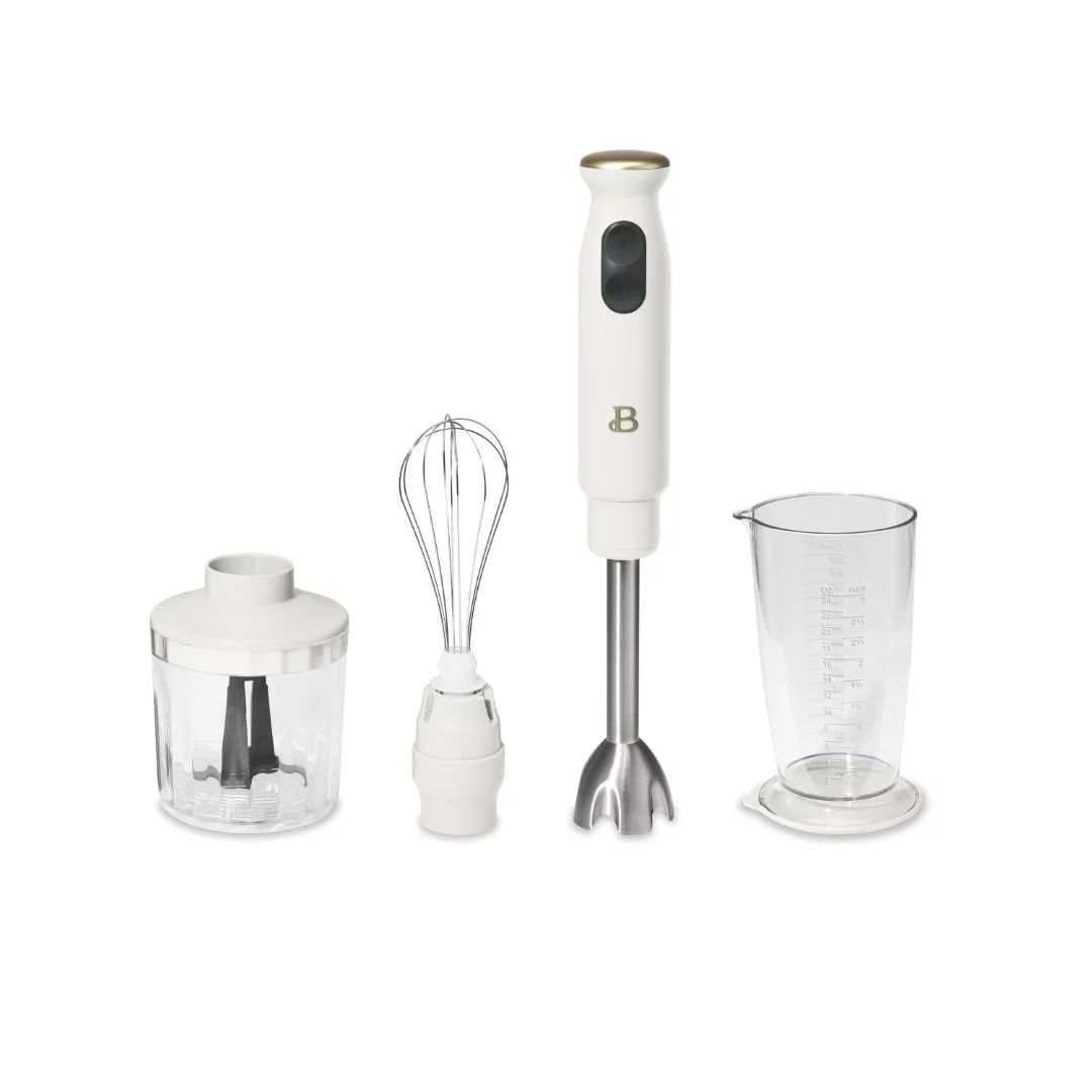 Beautiful 2-Speed Immersion Blender with Chopper and Measuring Cup, White Icing by Drew Barrymore | Walmart (US)