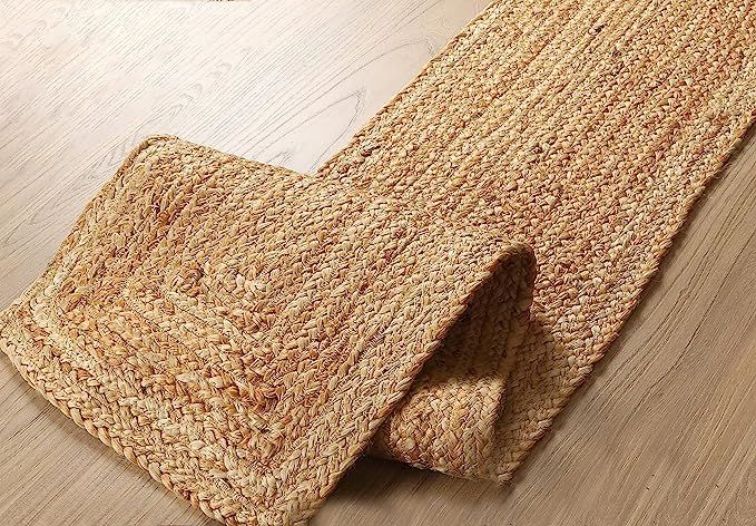 Reversible Jute Braided Table Runner, Farmhouse Jute Burlap Table Runner, Natural Jute Braided Ta... | Amazon (US)