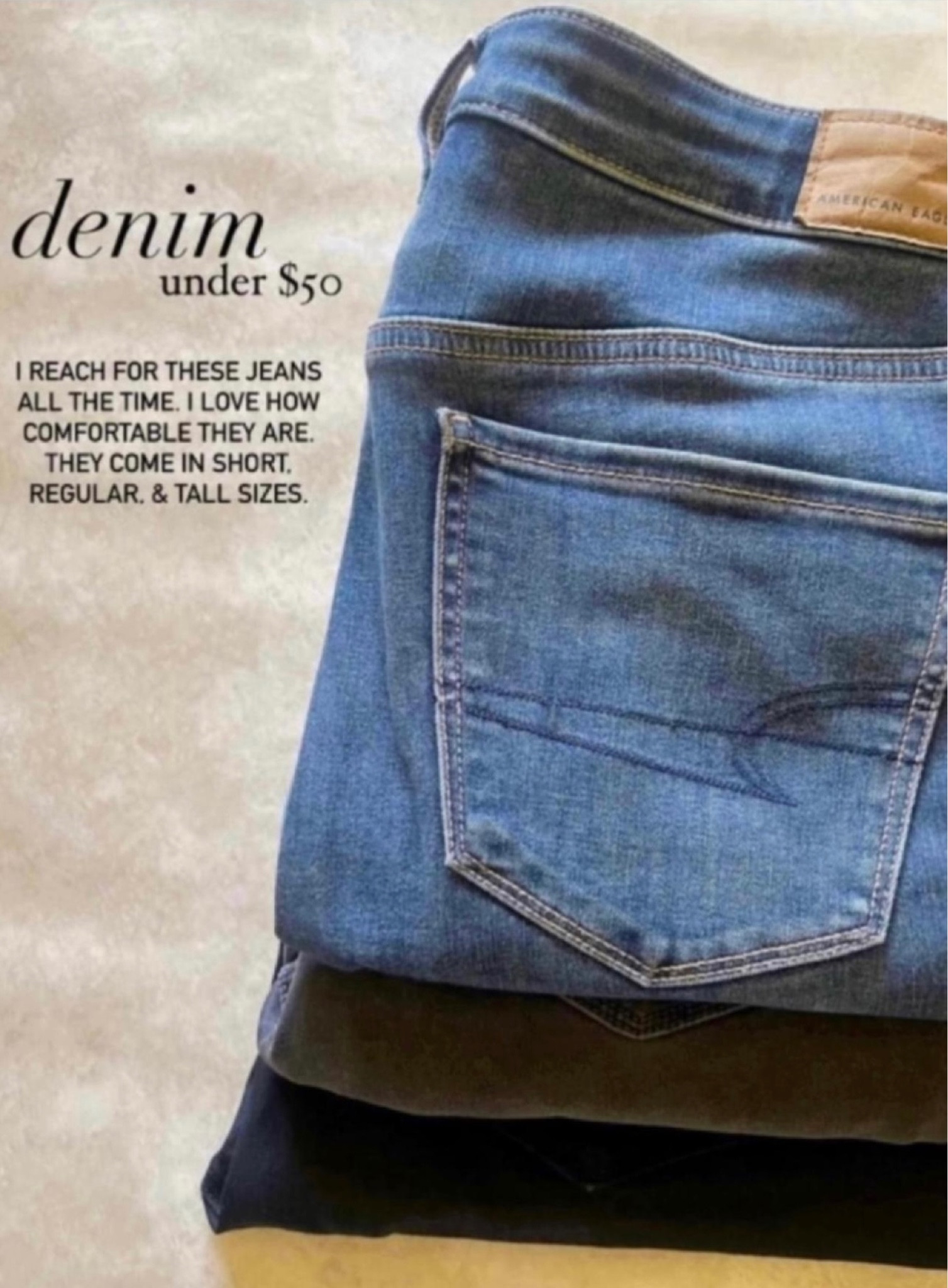 American Eagle Sale! Use code: SPRINGLTK at checkout for 25% off! My favorite jeans are under $50! Jeans, high waisted jeans, leggings, skinny jeans, comfortable denim, denim, denim under $50! American Eagle style, I love the stretch in these jeans. They come in short, regular, and tall sizes for everyone. I wear the size 6 Long or 8 Long in these jeans. #LaidbackLuxeLife

Follow me for more fashion finds, beauty faves, lifestyle, home decor, sales and more! So glad you’re here!! XO, Karma

#LTKfindsunder50 #LTKSpringSale #LTKstyletip