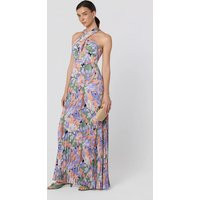ASTR the Label | Samantha Floral Halter Pleated Gown in Coral multi | Size L | ASTR The Label (US)