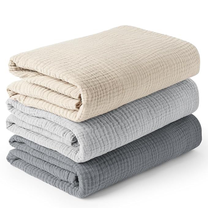 Konssy 3 Pack Muslin Swaddle Blankets for Unisex, Newborn Receiving Blanket, Large 47 x 47 inches... | Amazon (US)