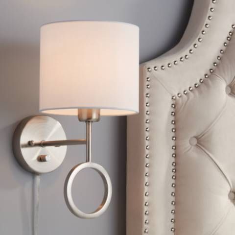 Amidon Brushed Nickel Drop Ring Plug-In Wall Lamp | Lamps Plus