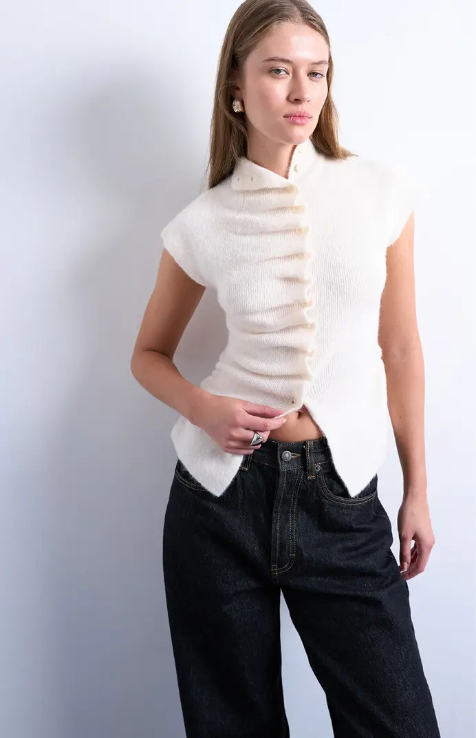 Ruffle Button Front Knit Top | Nordstrom