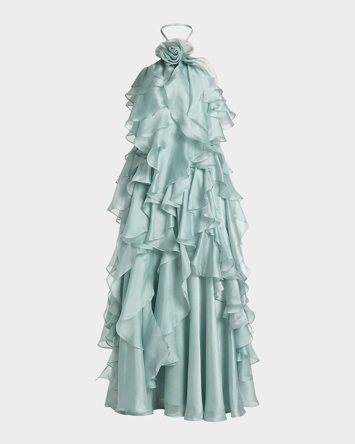 Halter-Neck Ruffle Trapeze Gown | Neiman Marcus