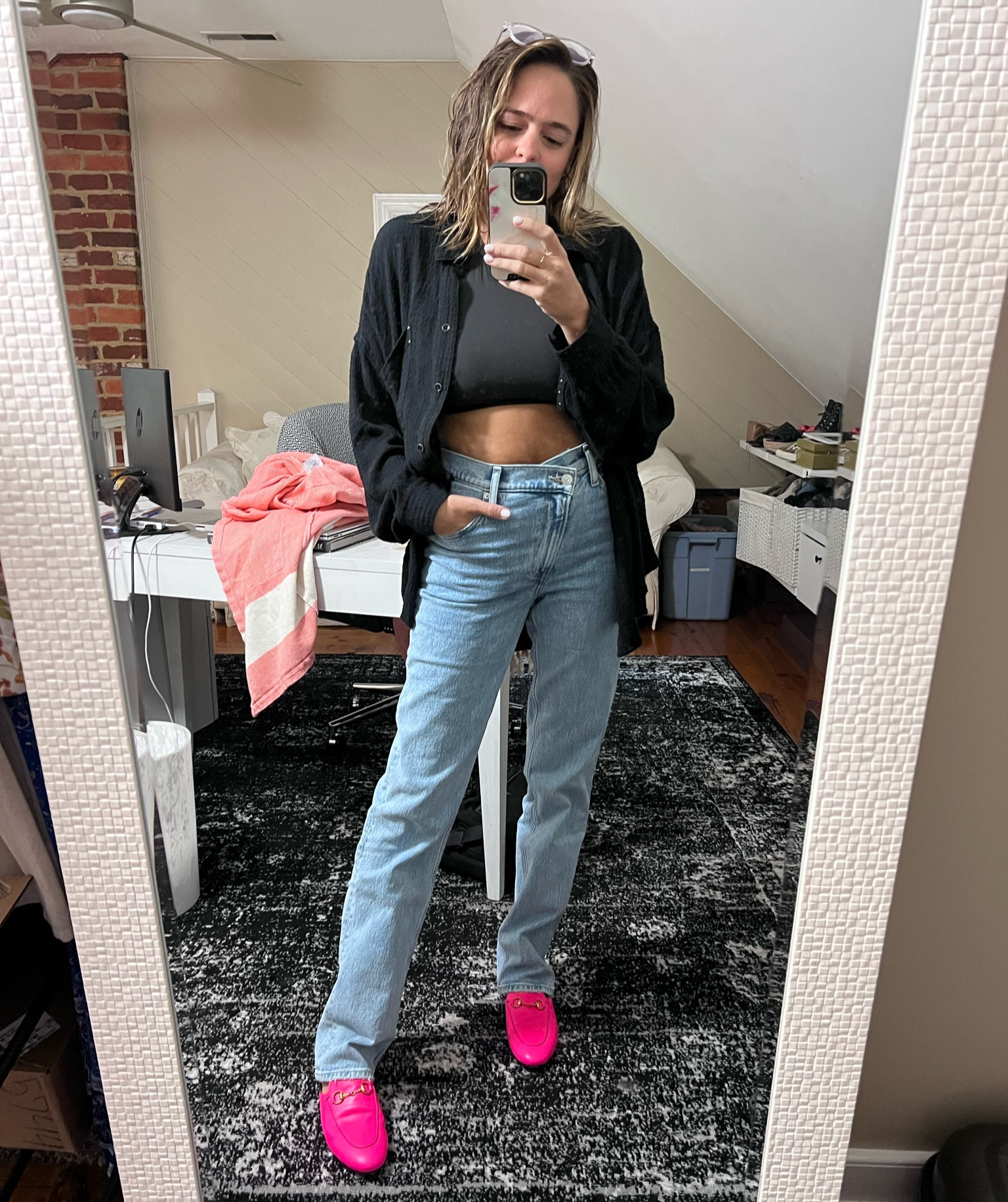 Rebecca piersol style. Skims  top top. Abercrombie denim. Postpartum style. High waisted denim 

#LTKunder100 #LTKstyletip #LTKsalealert