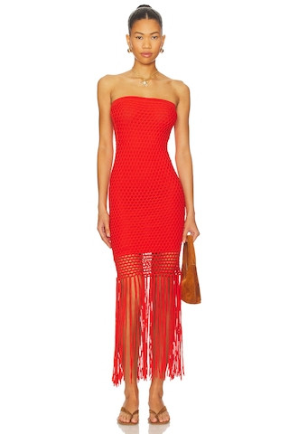 Vanessa Fringe Mini Dress in Red | Revolve Clothing (Global)