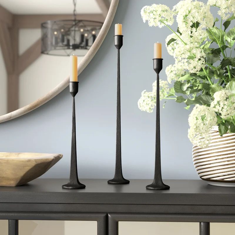 Olivarez 3 Piece Iron Tabletop Candlestick Set | Wayfair North America