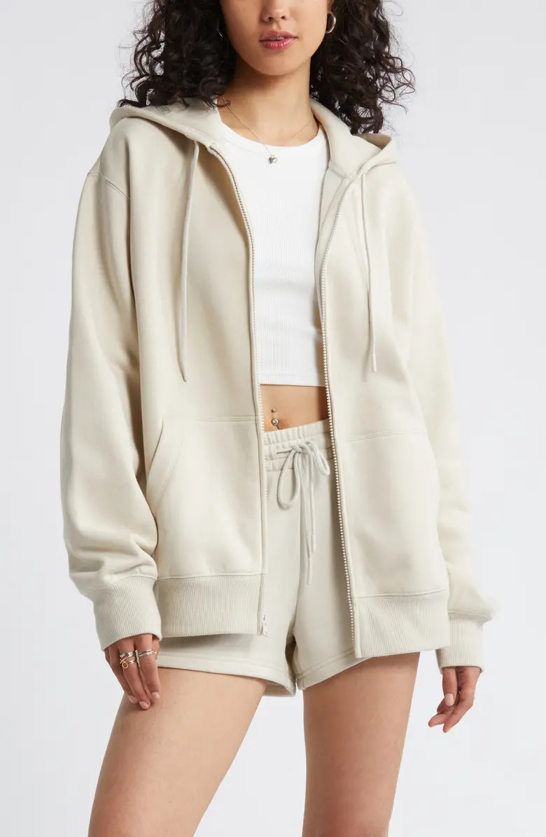 Oversize Zip Fleece Hoodie | Nordstrom
