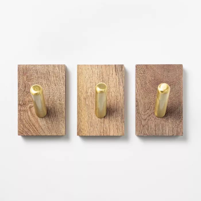 4" Set of 3 Brass Hooks Gold - Threshold™ designed with Studio McGee | Target