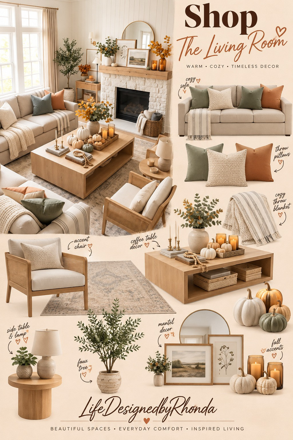 Create a warm, cozy and timeless living room layered with soft neutrals, fall accents and everyday comfort. 

 #LTKActive #LTKHome #LTKSaleAlert