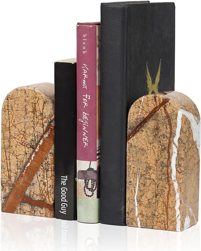 Koville Luxury Indian Marble Bookends for Shelves, Decorative Book Ends, Heavy-Duty Marble Book H... | Amazon (CA)