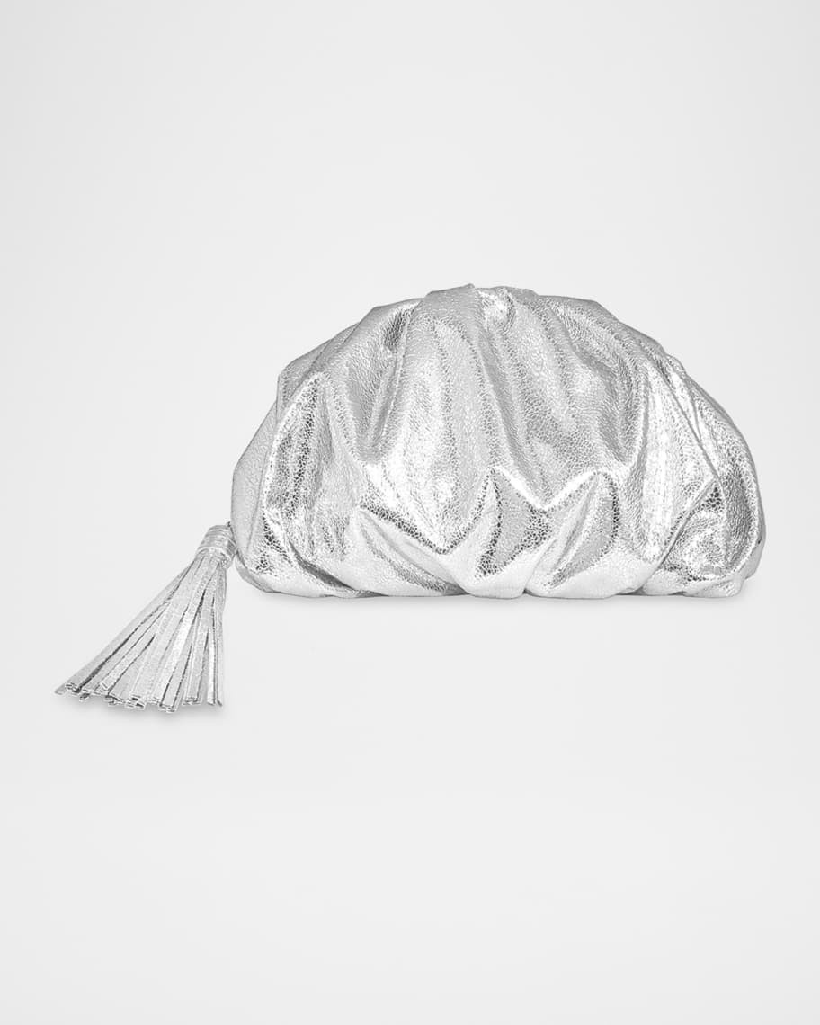 Ruched Zip Faux-Leather Clutch Bag | Neiman Marcus