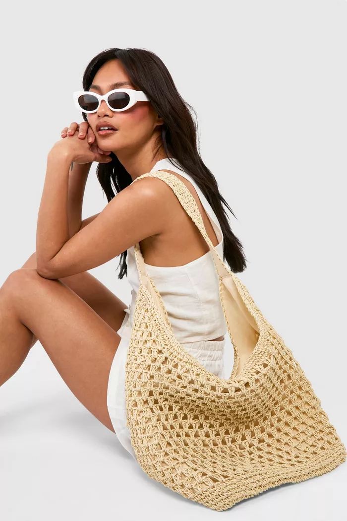 Slouchy Straw Beach Bag | Boohoo.com (UK & IE)