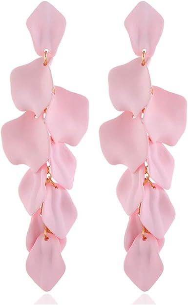 GVUSMIL Acrylic Rose Petal Drop Dangle Earrings Bohemian Resin Square/Oval/Hoop/Flower/Heart Stat... | Amazon (US)